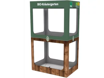 Klingele herb display made of corrugated cardboard Klingele herb display made of corrugated cardboard